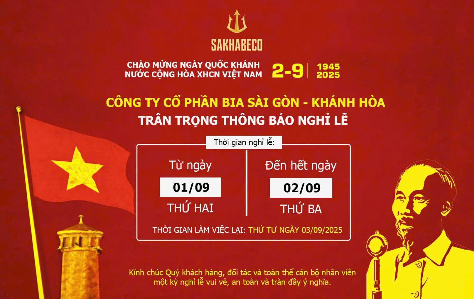 Thông Báo Nghỉ Lễ Quốc Khánh 2-9